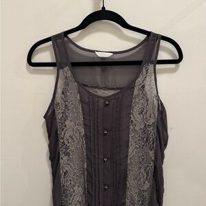 Lush Gray Lace Sleeveless Top